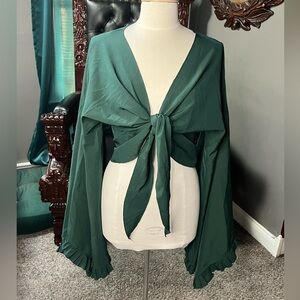 Hunter green cropped wrap
